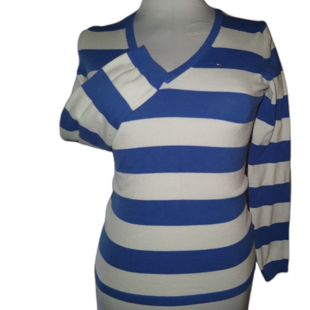 Tommy Hilfiger Nautical Striped V-Neck Pullover Sweater
